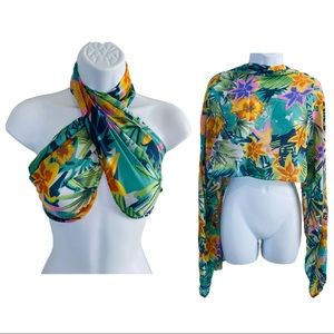 Beautiful Colorful Tropical Floral Scarf